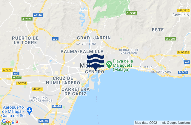 Karte der Gezeiten Málaga, Spain