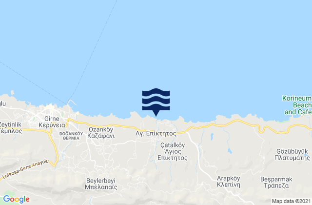 Karte der Gezeiten Mándres, Cyprus