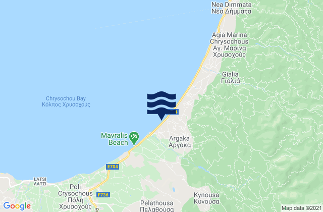 Karte der Gezeiten Mélandra, Cyprus