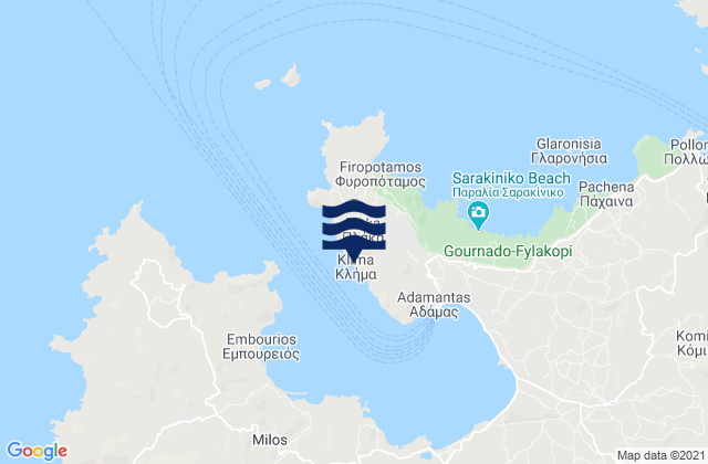Karte der Gezeiten Mílos, Greece