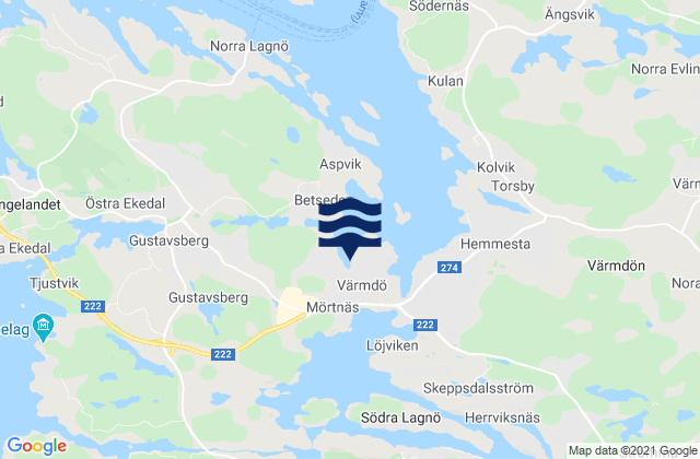 Karte der Gezeiten Mörtnäs, Sweden