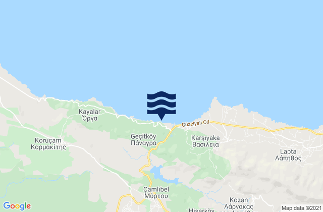 Karte der Gezeiten Mýrtou, Cyprus