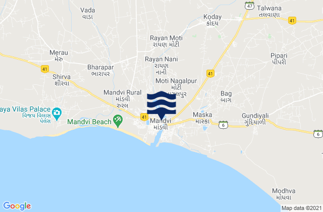 Karte der Gezeiten Māndvi, India