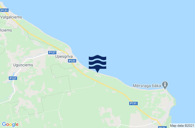 Karte der Gezeiten Mērsraga novads, Latvia