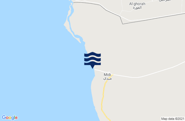 Karte der Gezeiten Mīdī, Yemen