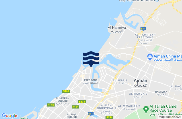 Karte der Gezeiten Mīnā’ ‘Ajmān, United Arab Emirates