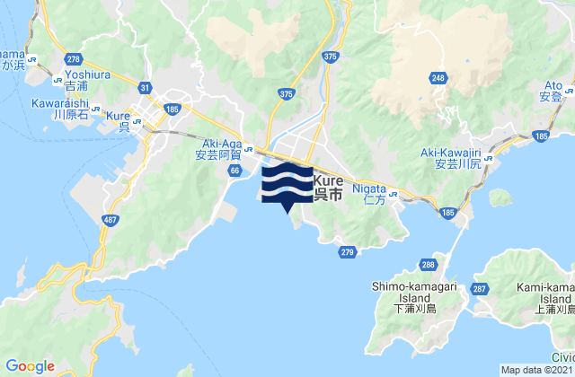 Karte der Gezeiten Nagahama (Hiro Wan), Japan