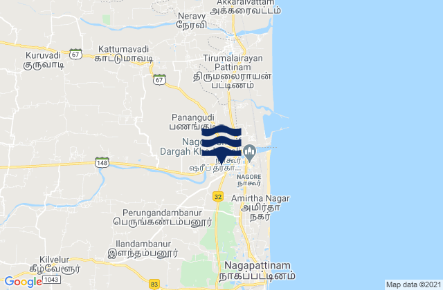 Karte der Gezeiten Nagapattinam, India