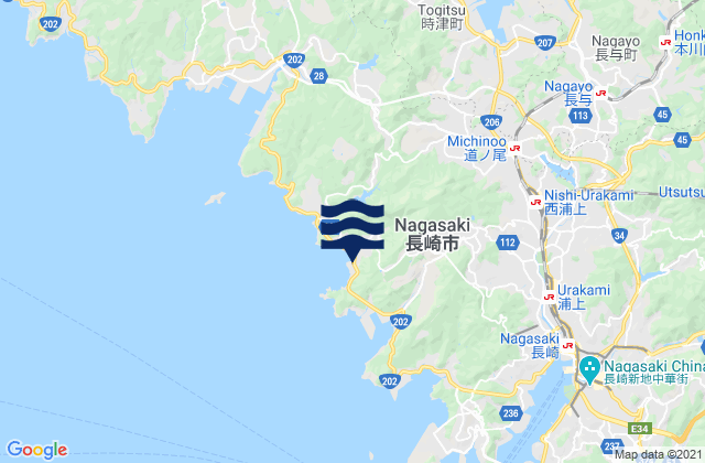 Karte der Gezeiten Nagasaki-shi, Japan