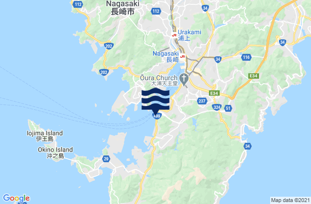 Karte der Gezeiten Nagasaki Ko, Japan