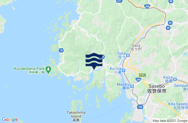 Karte der Gezeiten Nagasaki Prefecture, Japan