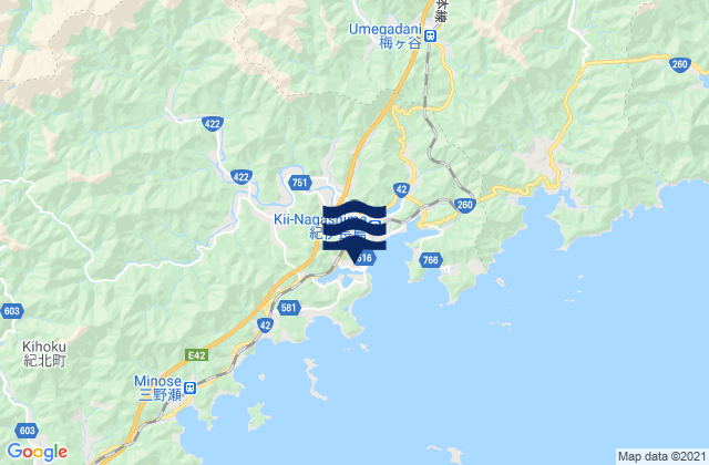 Karte der Gezeiten Nagasima (Mie), Japan