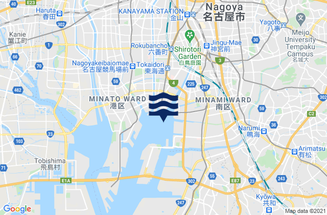 Karte der Gezeiten Nagoya-kō, Japan