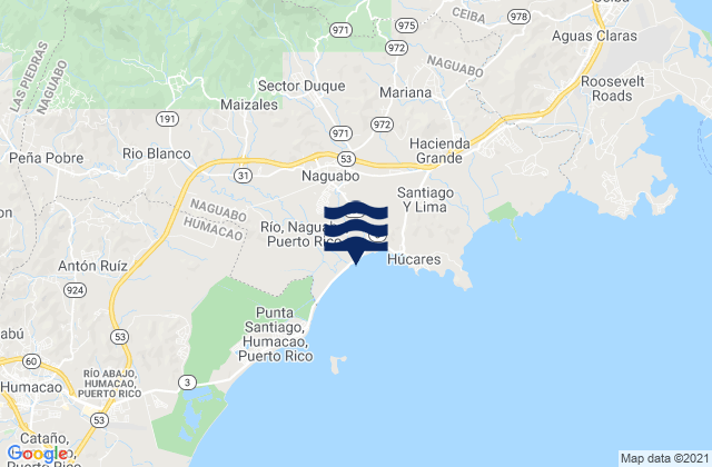 Karte der Gezeiten Naguabo Municipio, Puerto Rico