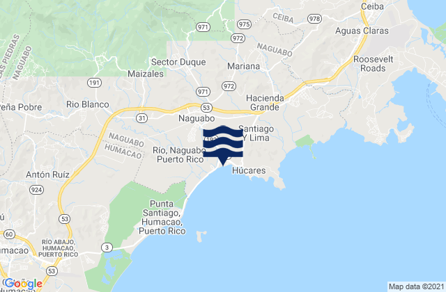 Karte der Gezeiten Naguabo, Puerto Rico