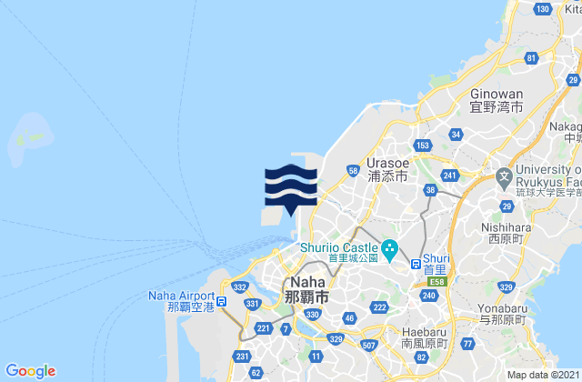 Karte der Gezeiten Naha Shinkō, Japan