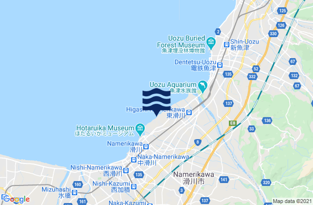Karte der Gezeiten Namerikawa-shi, Japan