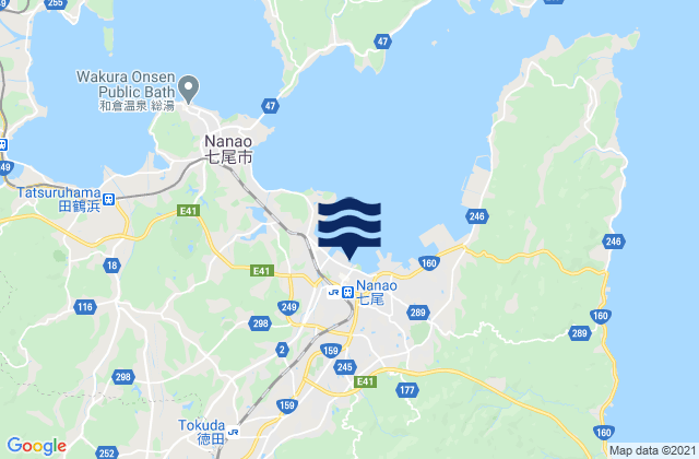 Karte der Gezeiten Nanao Nanao Wan, Japan