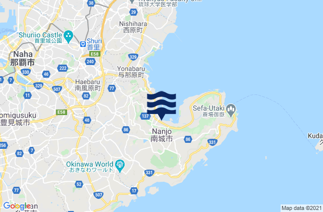 Karte der Gezeiten Nanjō Shi, Japan