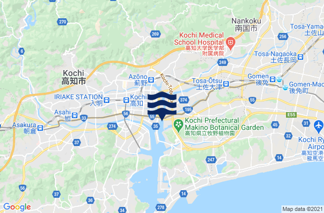 Karte der Gezeiten Nankoku Shi, Japan