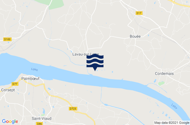 Karte der Gezeiten Nantes Loire River, France