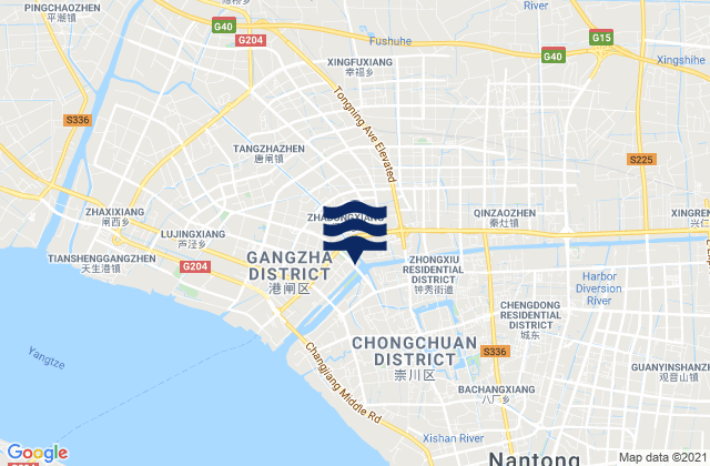 Karte der Gezeiten Nantong, China