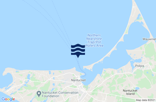 Karte der Gezeiten Nantucket Harbor entrance channel, United States