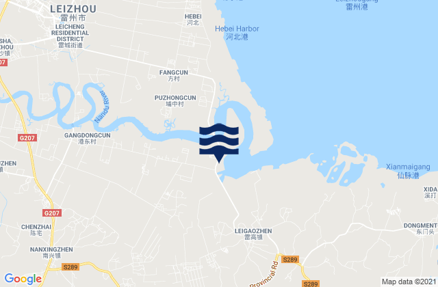 Karte der Gezeiten Nanxing, China