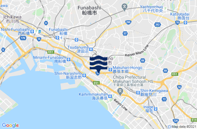 Karte der Gezeiten Narashino-shi, Japan