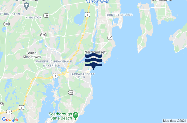 Karte der Gezeiten Narragansett Beach, United States