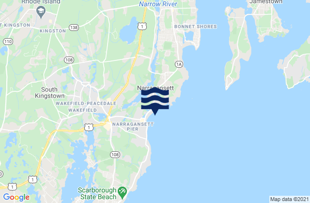 Karte der Gezeiten Narragansett Town Beach, United States
