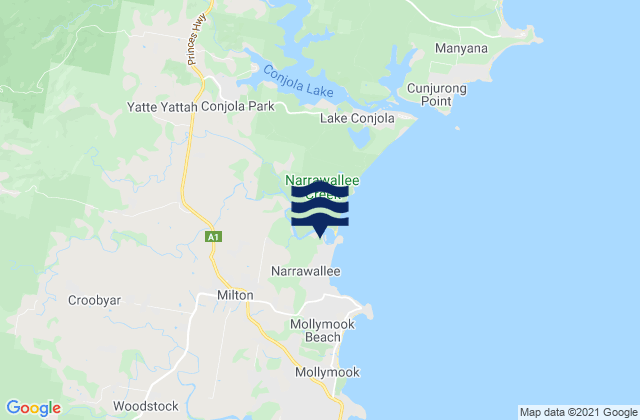 Karte der Gezeiten Narrawallee Beach, Australia
