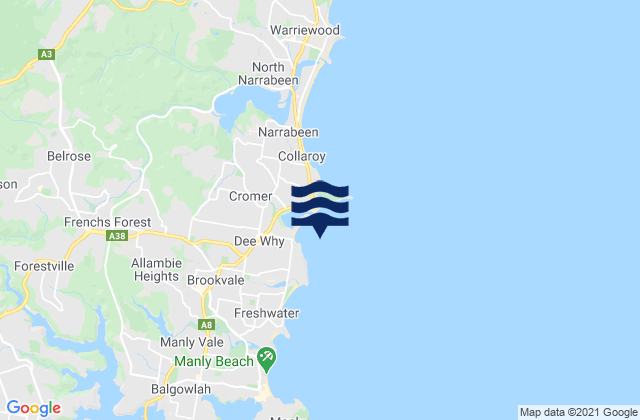 Karte der Gezeiten Narraweena, Australia