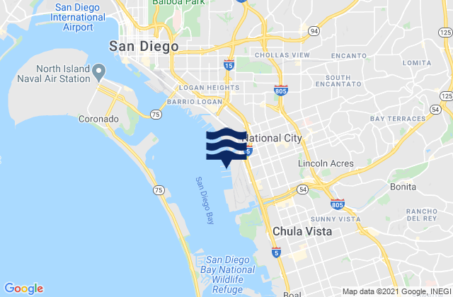 Karte der Gezeiten National City (San Diego Bay), United States