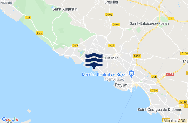 Karte der Gezeiten Nauzan, France
