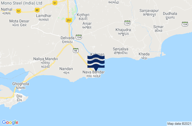 Karte der Gezeiten Nawābandar, India