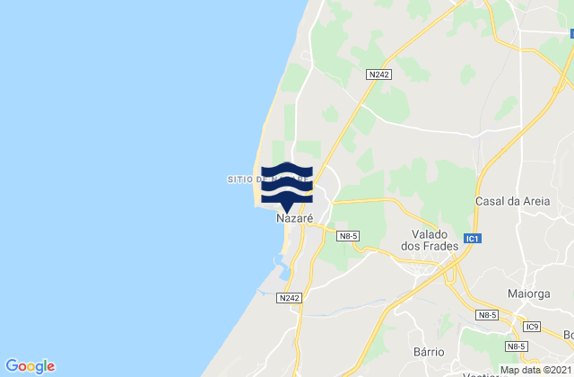 Karte der Gezeiten Nazaré, Portugal