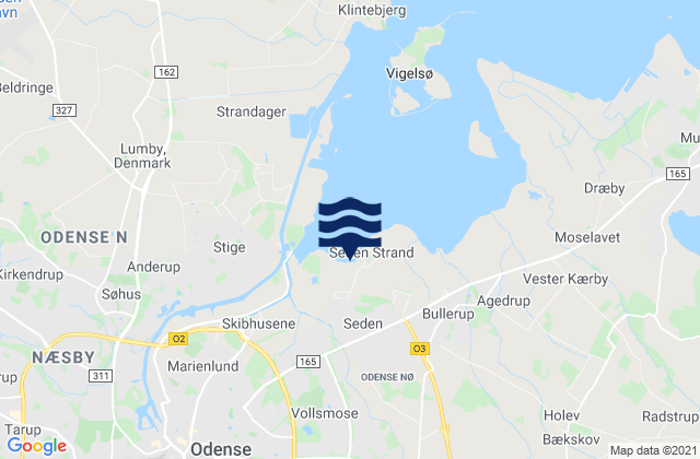 Karte der Gezeiten Neder Holluf, Denmark
