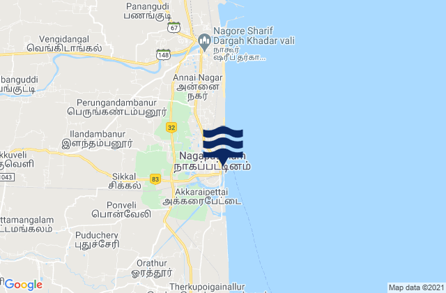 Karte der Gezeiten Negapatam, India