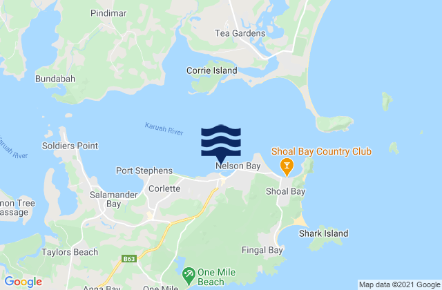 Karte der Gezeiten Nelson Bay, Australia