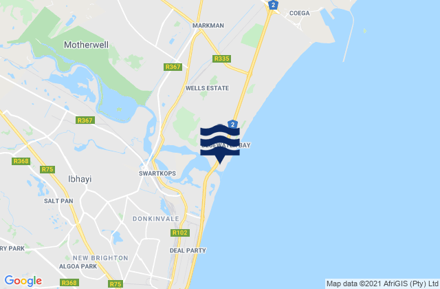 Karte der Gezeiten Nelson Mandela Bay Metropolitan Municipality, South Africa
