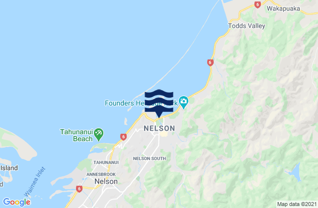 Karte der Gezeiten Nelson, New Zealand