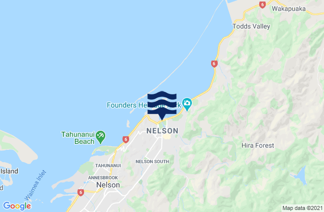 Karte der Gezeiten Nelson, New Zealand