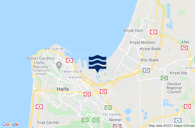 Karte der Gezeiten Nesher, Israel