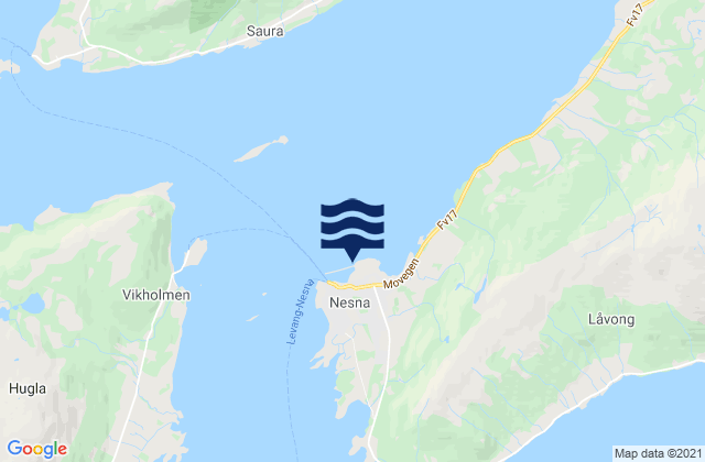 Karte der Gezeiten Nesna, Norway