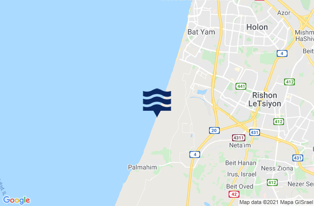 Karte der Gezeiten Ness Ziona, Israel