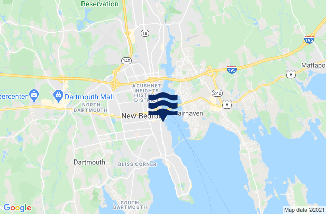 Karte der Gezeiten New Bedford, United States
