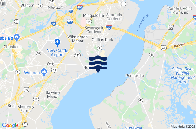 Karte der Gezeiten New Castle Chesapeake and Delaware Canal, United States