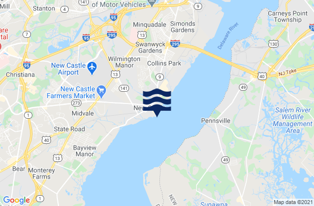 Karte der Gezeiten New Castle Delaware, United States