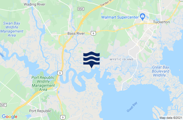 Karte der Gezeiten New Gretna (Bass River), United States